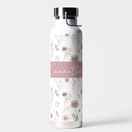 Stoffige Roze Salie Groen Waterverf Wildbloem  Waterfles