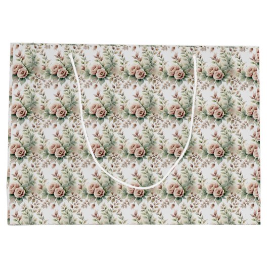 Stoffige Roze Salie Groene Bloemige Bruids Baby Sh Groot Cadeauzakje (Achterkant)