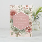 Stoffige Roze Schilderachtige Bruiloftsbloem Kaart (Staand voorkant)