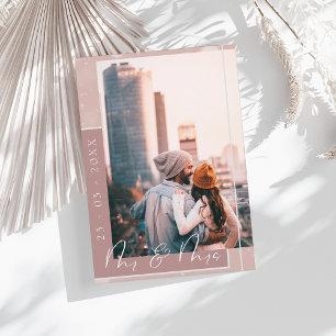 Stoffige Roze Script Foto Save the Date Kaart