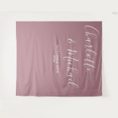 Stoffige Roze Script Minimalistische Trouwachtergr Wandkleed (Voorkant (horizontaal))