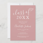 Stoffige Roze Scriptfoto Afstudeerfeest Kaart (Voorkant)