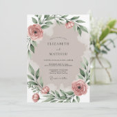 Stoffige Roze Serene Botanische Bruiloft Kaart (Staand voorkant)