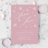 Stoffige Roze Sneeuw in Liefde Bruids Douche Uitno Kaart