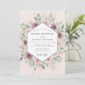 Stoffige Roze Stralende Botanische Bruiloft Kaart (Staand voorkant)