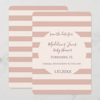 Stoffige Roze Strepen Baby Meisje Save the date