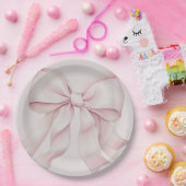 Stoffige Roze Strik Bruiloft Feest Papieren Bordje (Feest)