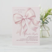 Stoffige Roze Strik Bruiloftfeest Kaart (Staand voorkant)