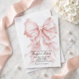 Stoffige Roze Strik Luxe Meisje Baby Borrel Kaart