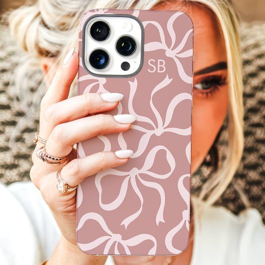 Stoffige Roze Strik Monogram Case-Mate iPhone Case