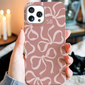 Stoffige Roze Strik Monogram Case-Mate iPhone Case
