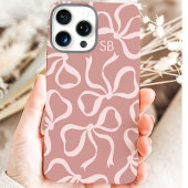 Stoffige Roze Strik Monogram Case-Mate iPhone Case