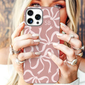Stoffige Roze Strik Monogram Case-Mate iPhone Case