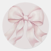 Stoffige roze strik ronde sticker (Voorkant)