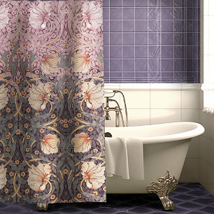 Stoffige Roze Teal Pimpernel William Morris Bloemm Douchegordijn