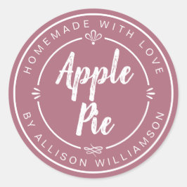Stoffige Roze Thuisgemaakte Appeltaart Ronde Sticker