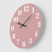 Stoffige Roze Trendy Nummers Grote Klok (Hoek)