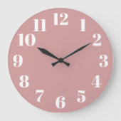 Stoffige Roze Trendy Nummers Grote Klok (Voorkant)