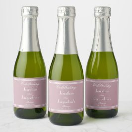 Stoffige Roze Trouw Chic Witte Details Schattig Mi Sparkling Wijnetiket