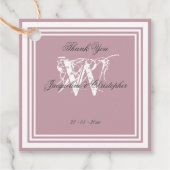 Stoffige Roze Trouw Chic Witte Monogram Bedankt Bedankjes Labels (Voorkant)