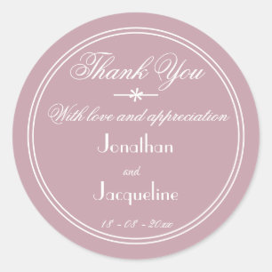 Stoffige Roze Trouw Elegante Witte Script Bedankt Ronde Sticker