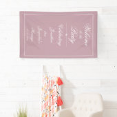 Stoffige Roze Trouw Elegante Witte Script Welkom Spandoek (Insitu)