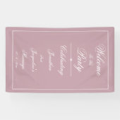 Stoffige Roze Trouw Elegante Witte Script Welkom Spandoek (Horizontaal)