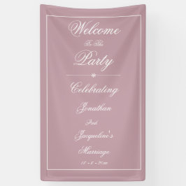 Stoffige Roze Trouw Elegante Witte Script Welkom Spandoek