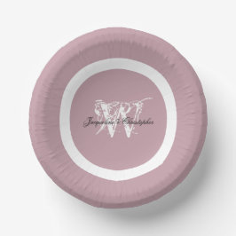 Stoffige Roze Trouw Witte Monogram Zwarte Namen Papieren Kommen