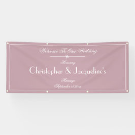 Stoffige Roze Trouw Witte Script Buiten Welkom Spandoek