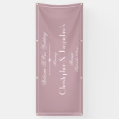 Stoffige Roze Trouw Witte Script Buiten Welkom Spandoek (Verticaal)