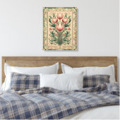 Stoffige Roze Tulp Middeleeuwse Smaragd Sieraad Canvas Afdruk (Insitu (Slaapkamer))