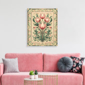 Stoffige Roze Tulp Middeleeuwse Smaragd Sieraad Canvas Afdruk (Insitu (Woonkamer))