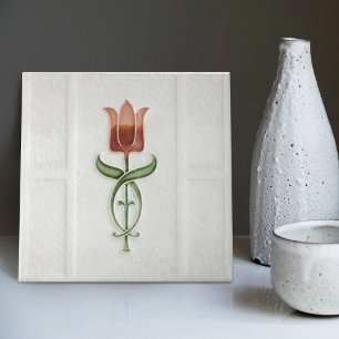 Stoffige Roze Tulp Muurdecoratie Nouveau Kunst Gib Tegeltje