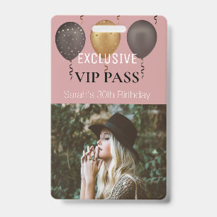 Stoffige Roze Verjaardagsfeest Foto Aangepaste Pas Badge