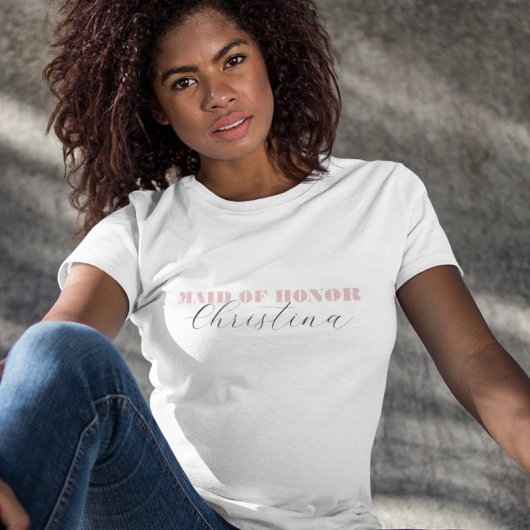 Stoffige Roze Vette Script Calligrafie Bruidsmeisj T-shirt