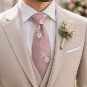 Stoffige Roze Vintage Bloemen Stropdas