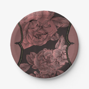 Stoffige Roze Vintage Roze Goud Elegante Glam Mauv Papieren Bordje