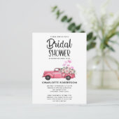 Stoffige Roze Vintage Truck Bruidsuitnodiging Briefkaart (Staand voorkant)
