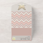 Stoffige Roze Vlinder All-in-One Trouw Uitnodiging (Buitenkant)