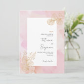 Stoffige Roze Waterverf Delicate Bruiloft Uitnodig Kaart (Staand voorkant)