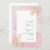 Stoffige Roze Waterverf Delicate Bruiloft Uitnodig Kaart (Voorkant / Achterkant)