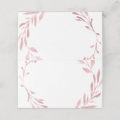 Stoffige roze waterverf gebladerte krans plaatskaartje (Buitenkant ongevouwen)