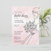 Stoffige Roze Waterverf met Bruid Kaart (Staand voorkant)