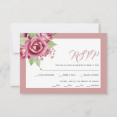 Stoffige roze waterverf roos bloemen bloemenbruilo RSVP kaartje (Voorkant)