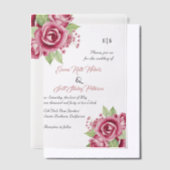 Stoffige roze waterverf roos bloemen bloemenpracht vellum uitnodigingen (Offset)