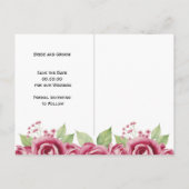 Stoffige roze waterverf roos bloemen Save the Date Briefkaart (Achterkant)