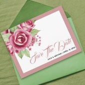 Stoffige roze waterverf roos bloemen Save the Date Briefkaart