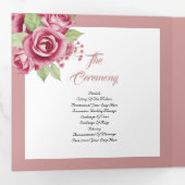Stoffige roze waterverf roos bloemen trouwfoto drieluik programma (Binnenzijde eerst)