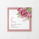 Stoffige roze waterverf roos bloemen trouwfoto drieluik programma (Cover)